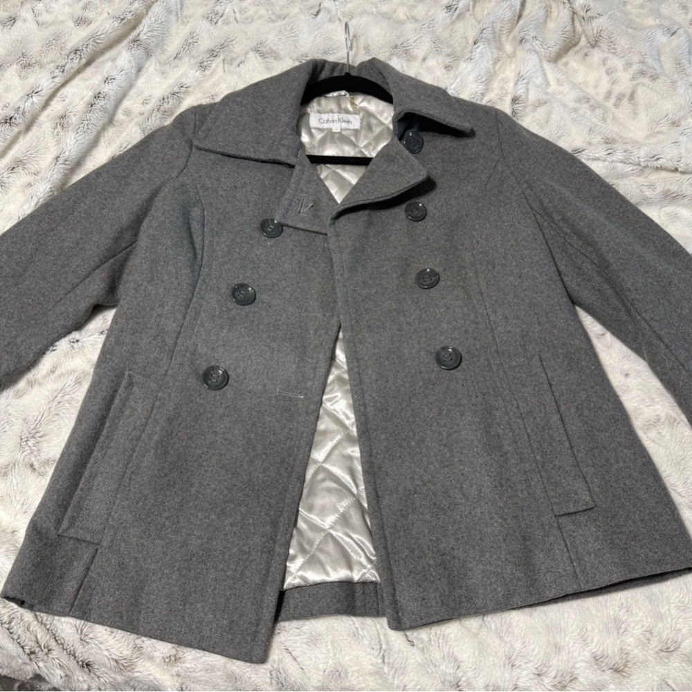 Calvin Klein Gray Wool Peacoat